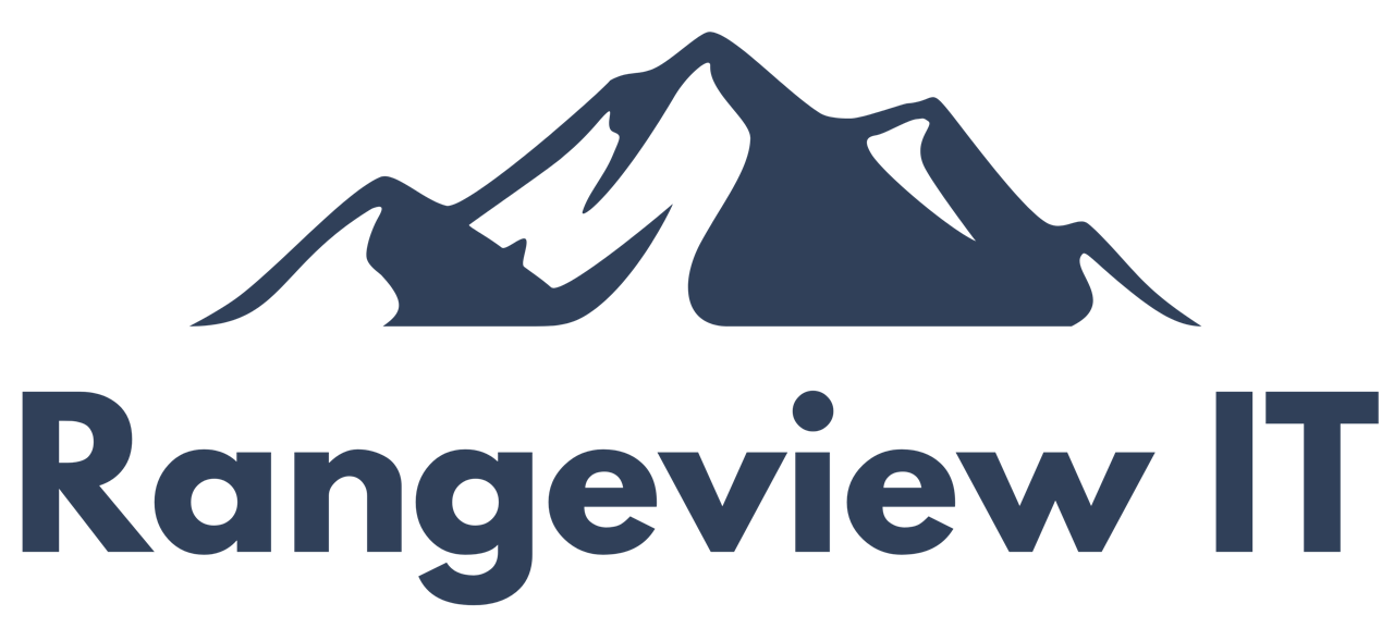 Rangeview IT-11 blue cropped Large Rangeview IT company logo which depicts a mountain range